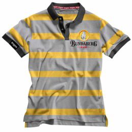 Bundy Bundaberg Rum Mens Embroidered Polo Shirt Grey Yellow