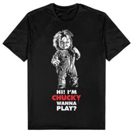 Chucky Wanna Play Black T Shirt