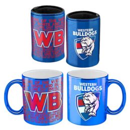 Western Bulldogs AFL Metallic Can Cooler and Coffee Mug Cup Gift Pack