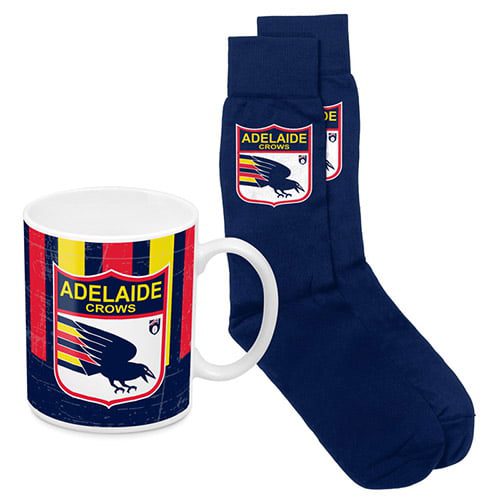 Adelaide Crows AFL Ceramic Coffee Mug Cup and Jacquard Knit Socks
