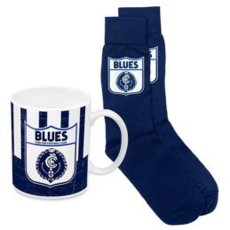 Carlton Blues AFL Ceramic Coffee Mug Cup and Jacquard Knit Socks