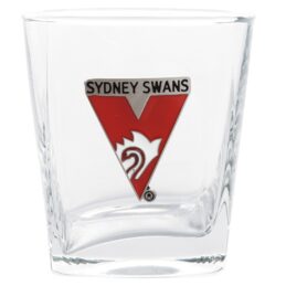 Set of 2 Sydney Swans AFL Square Spirit Glasses with Metal Badge
