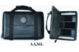 Alana Deluxe Leather Large Dart Board Dart Carry Case Wallet BLACK