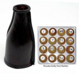Kelly Pool Wooden Marbles and Leather Shaker Bottle