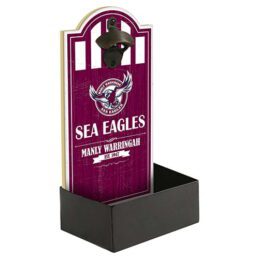 Manly Warringah Sea Eagles NRL Wall Bottle Opener Sign with Catcher