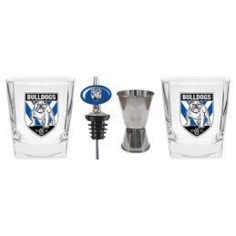 Canterbury Bulldogs NRL Set of 2 Spirit Glasses Jigger and Pourer Gift Pack