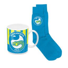 Paramatta Eels NRL Ceramic Coffee Mug Cup and Jacquard Knit Socks