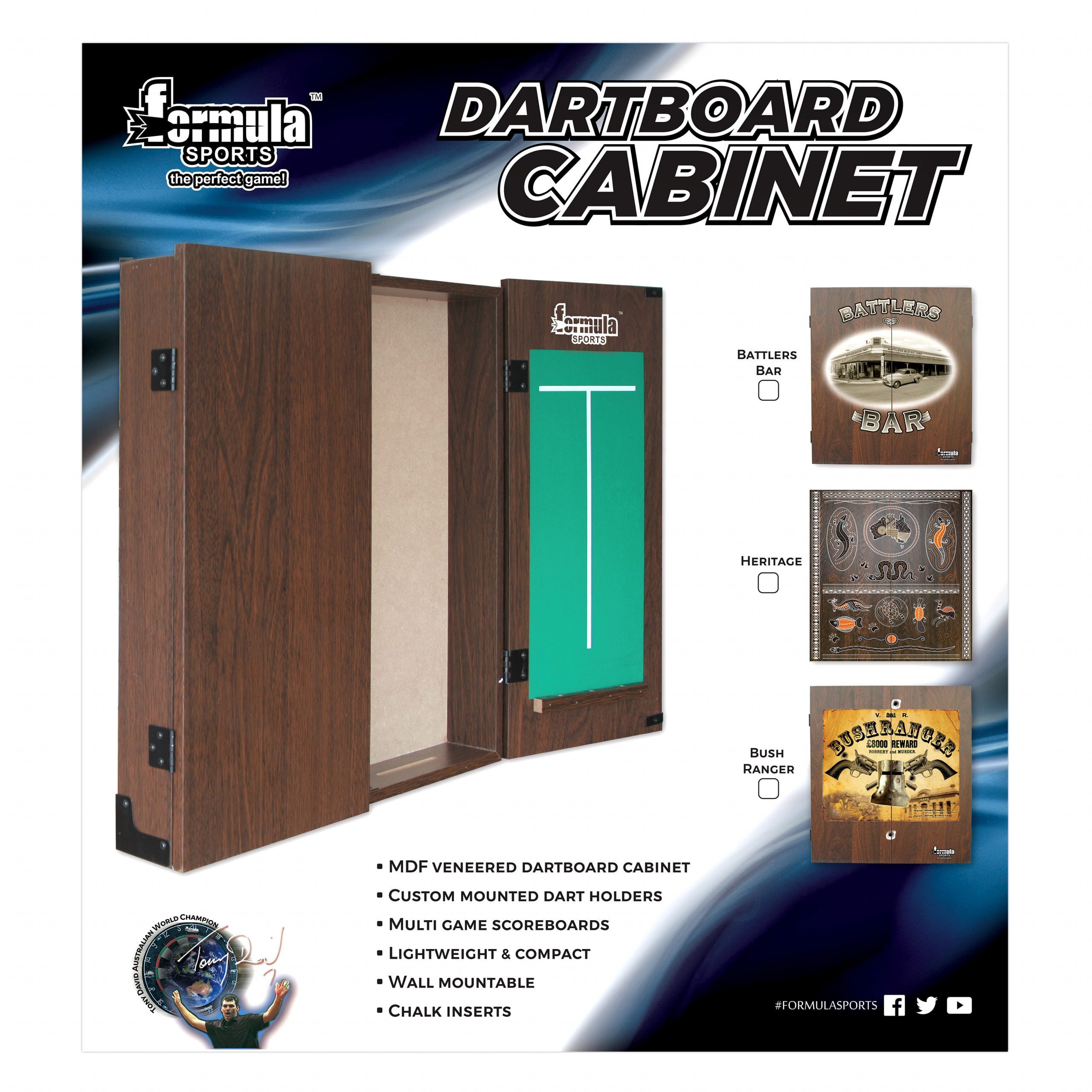 Formula Sports Dart Board Game 15 inch and Walnut Cabinet Set 6 Formula Sports Dart Board Game 15 inch and Walnut Cabinet Set - Image 6