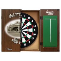 Formula Sports Dart Board Game 15 inch and Battlers Bar Cabinet Set