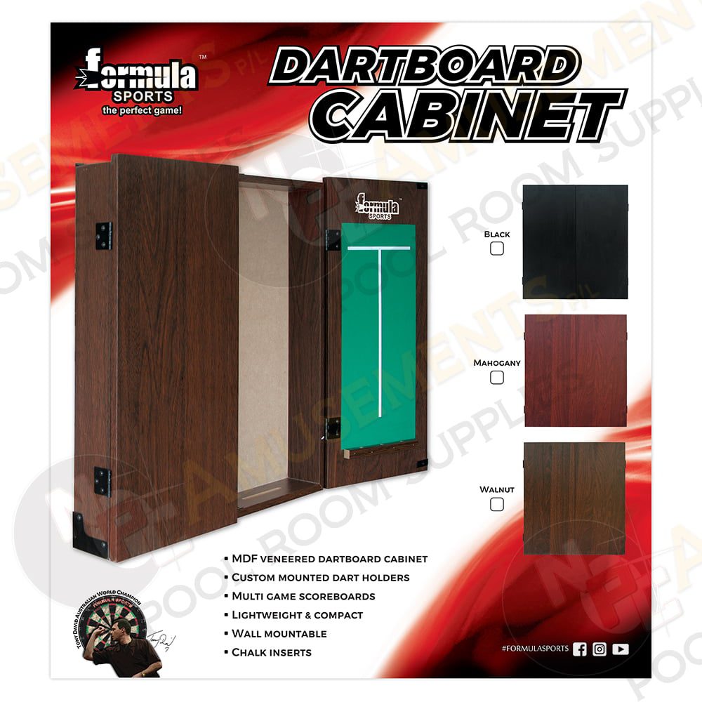 Formula Sports Dart Board Game 15 inch and Walnut Cabinet Set 5 Formula Sports Dart Board Game 15 inch and Walnut Cabinet Set - Image 5