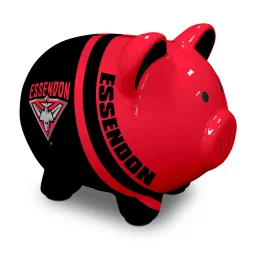 Essendon Bombers AFL Dolomite Piggy Bank Money Box with Coin Slot