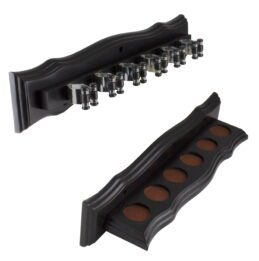 Formula Black Pool Snooker Billiard Table Cue Wall Rack (Chrome Cue Clips)
