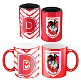 St George Illawarra Dragons NRL Metallic Can Cooler and Coffee Mug Cup Gift Pack