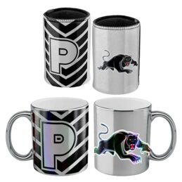 Penrith Panthers NRL Metallic Can Cooler and Coffee Mug Cup Gift Pack