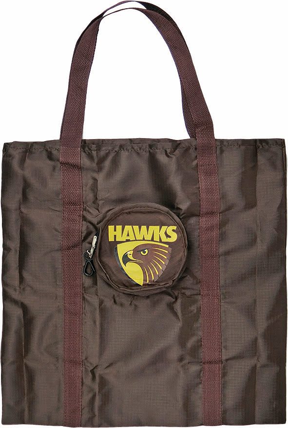 Hawthorn Hawks AFL Foldaway Shopping Grocery Tote Carry Bag Pouch Key Chain - Image 2