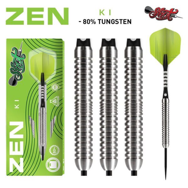 SHOT DARTS Zen Ki Steel Tip Dart Centre Weighted 22g, 24g or 26 Gram