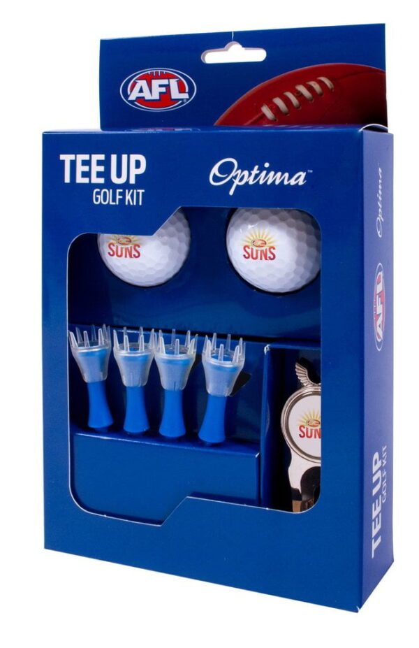 Gold Coast Suns AFL Optima Tee-Up Golf Balls Tees Divot Tool Kit