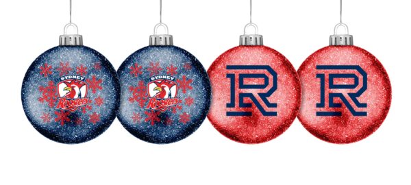 Sydney Roosters NRL Team Glitter Christmas Tree Decoration Baubles