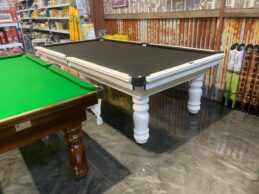 NPC Pool Table 9ft Classic White & Black Chrome pockets Black Felt Turned Legs