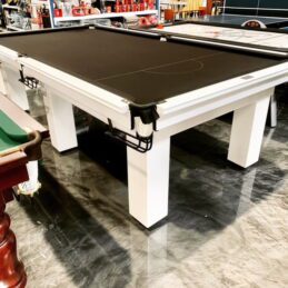 NPC Pool Table 9ft Classic White & Black Chrome pockets Black Felt