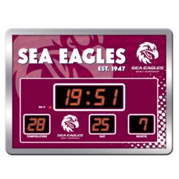 Manly Warringah Sea Eagles NRL SCOREBOARD Digital LED Wall Clock Calendar Temperature Display Sign