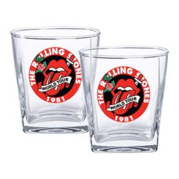 ROLLING STONES World Tour 1981 Print Set of 2 Glass Spirit Glasses