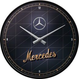 Mercedes Benz Silver and Gold Old School Retro Wall Clock Man Cave