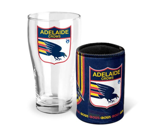 Adelaide Crows AFL Heritage Pint Glass and Can Cooler