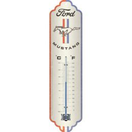 Ford Mustang Horse and Stripes Logo Thermometer Man Cave Tin Sign Temperature Gauge