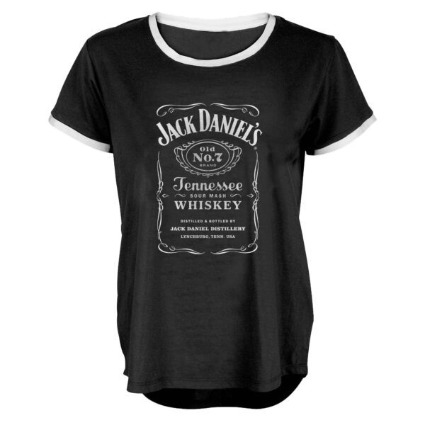 Jack Daniels Label Design Ringer Black Tee T-Shirt