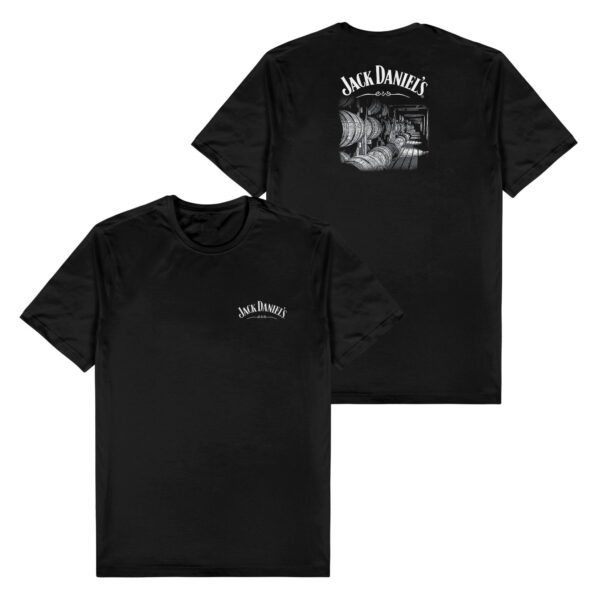 Jack Daniels Barrels Design Black Tee T-Shirt