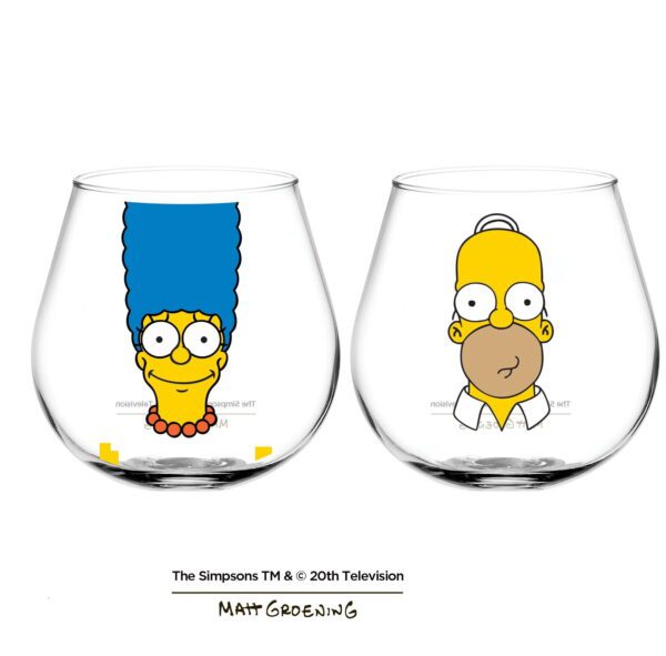 The Simpsons Homer and Marge Design Set of 2 Globe Glasses