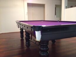 NPC Pool Snooker Billiard Table 9ft Classic Mahogany with Purple Felt