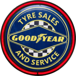 LARGE Goodyear Tyre Sales and Service Bar Garage Wall Light Sign RED Neon