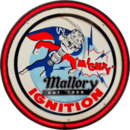 LARGE Mallory Mighty Ignition 1925 Bar Garage Wall Light Sign RED Neon