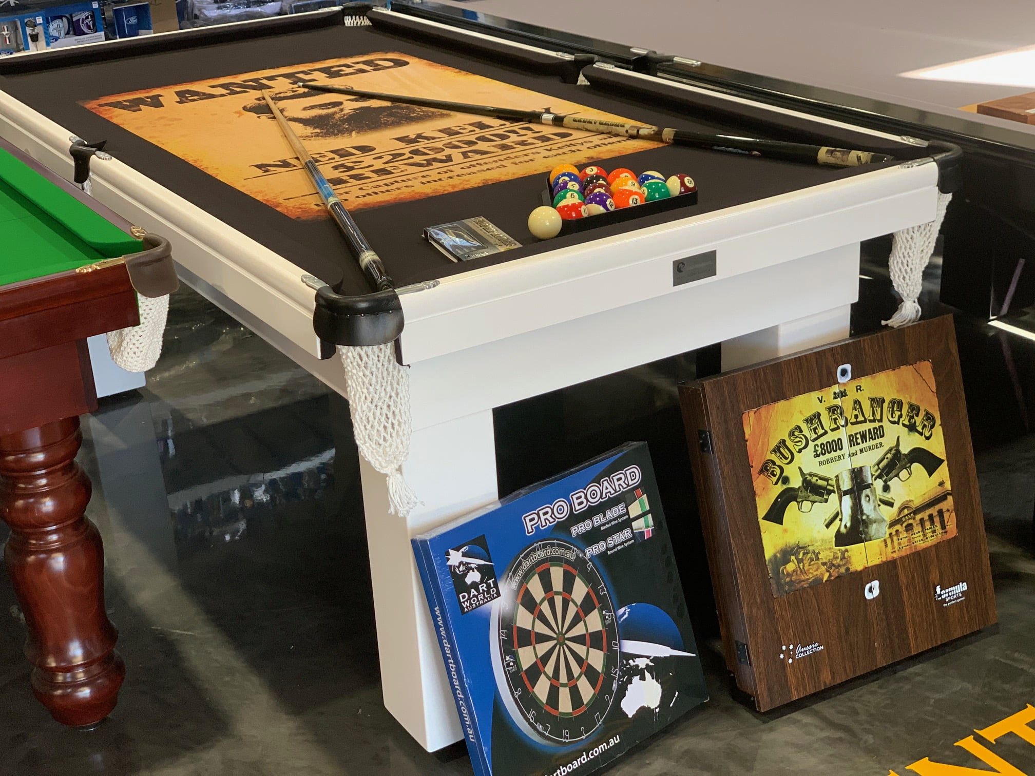 NPC Pool Table 7ft White Ned Kelly Bushranger Felt + Accessories 2 NPC Pool Table 7ft White Ned Kelly Bushranger Felt + Accessories - Image 2