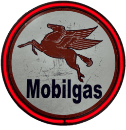 LARGE Mobilgas Mobil Bar Garage Wall Light Sign RED Neon