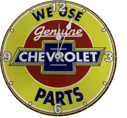 We Use Genuine Chevrolet Parts Metal Clock Sign