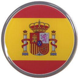 Spanish Flag Lensed Chrome  Round Decal Badge - Cars, Bikes, Laptops, Most Things