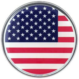 American Flag (Centred) Lensed Chrome Round Decal Badge - Cars, Bikes, Laptops, Most Things