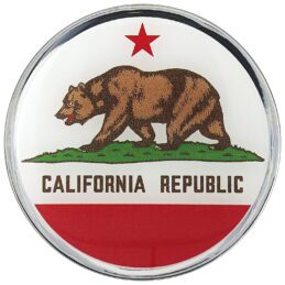 Californian Flag Lensed Chrome Round Decal Badge - Cars, Bikes, Laptops,