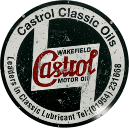 Castrol Classic Motor Oil Metal Bar Sign Round Single Sided 560mm