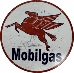 Mobilgas Mobil Gas Metal Bar Sign Round Single Sided 560mm