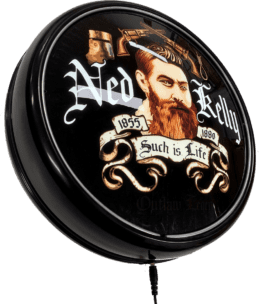 Ned Kelly Such is Life LED Bar Lighting Wall Sign Light BLACK Button