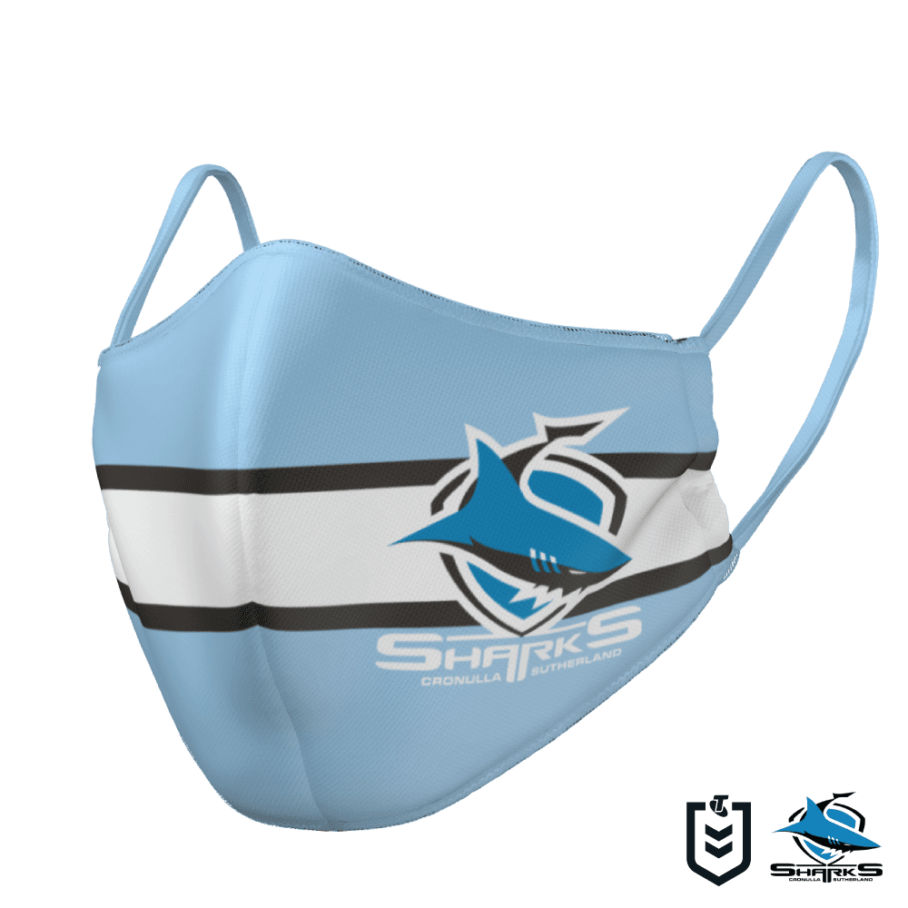 Cronulla Sharks NRL Kids Child Size Reversible Washable Face Mask 3 Cronulla Sharks NRL Kids Child Size Reversible Washable Face Mask - Image 3