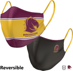 Brisbane Broncos NRL Large Adult Reversible Washable Face Mask