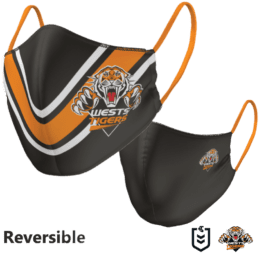 Wests Tigers NRL Large Adult Reversible Washable Face Mask