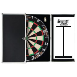 Tex Darts Titan Dart Board + Modern Aluminium Cabinet + Darts