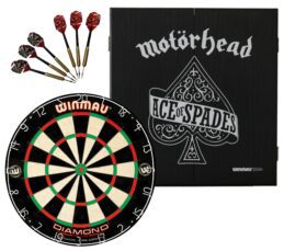 WINMAU PDS Diamond Plus Dartboard + Ace of Spades Cabinet + Darts Set