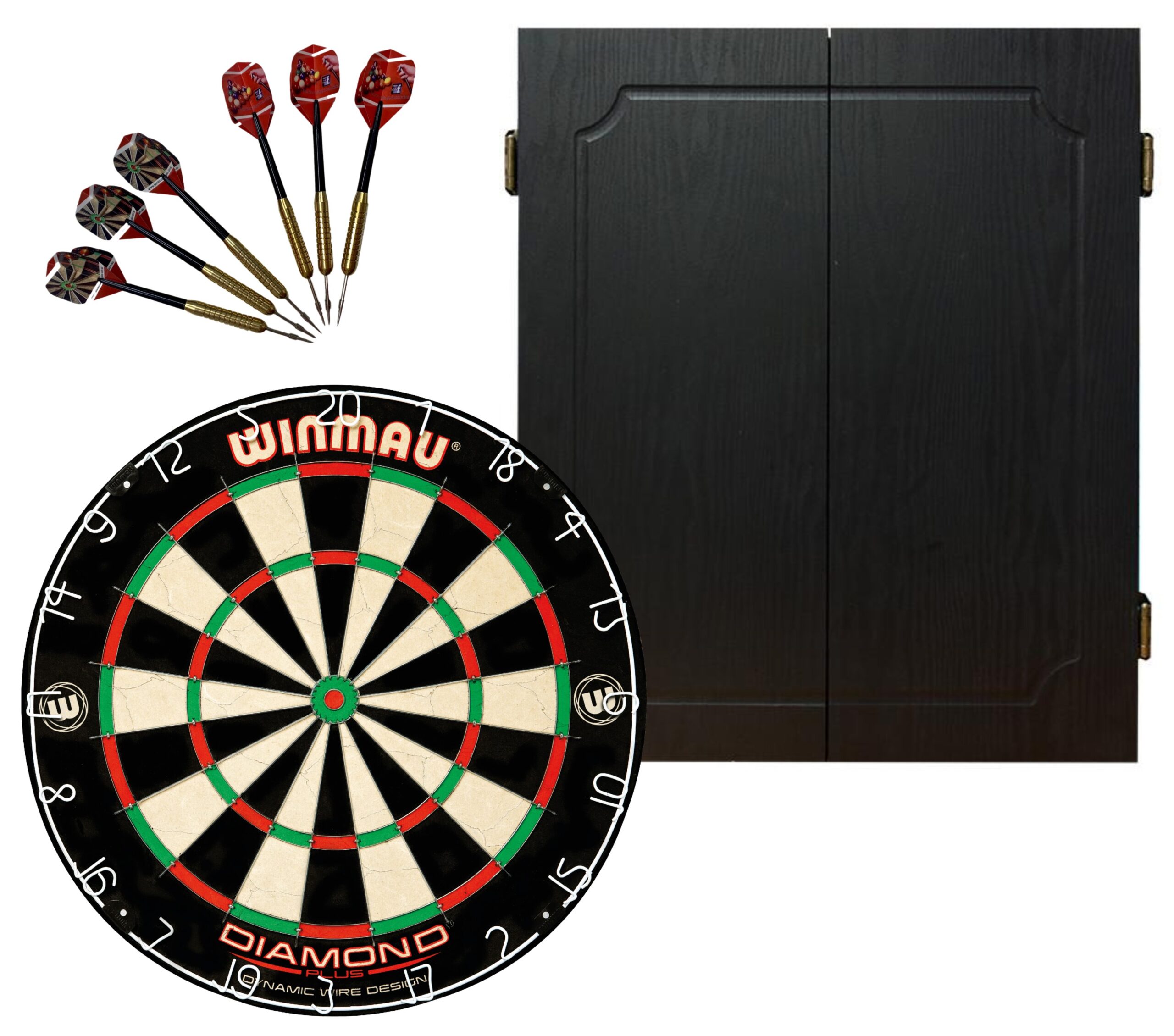 WINMAU PDS Diamond Plus Dartboard + Shot Darts Quantum Cabinet + Darts Set 1 WINMAU PDS Diamond Plus Dartboard + Shot Darts Quantum Cabinet + Darts Set